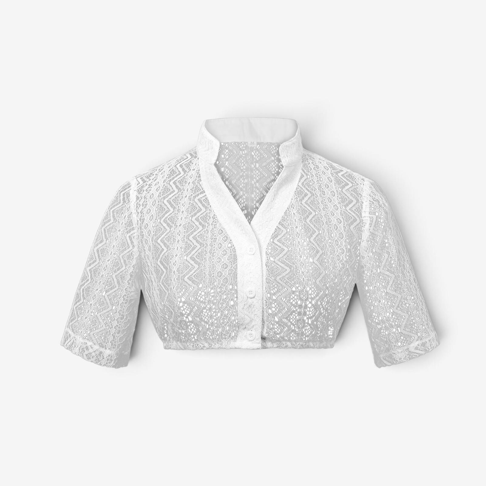 Boléro en dentelle pour femme avec col montant et coupe courte