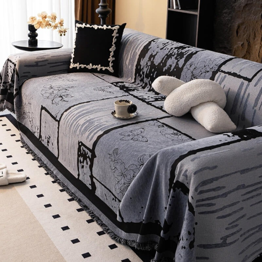 Vintage-Sofaschutzdecke aus Chenille – kratzfest
