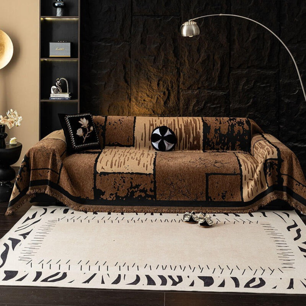 Vintage-Sofaschutzdecke aus Chenille – kratzfest
