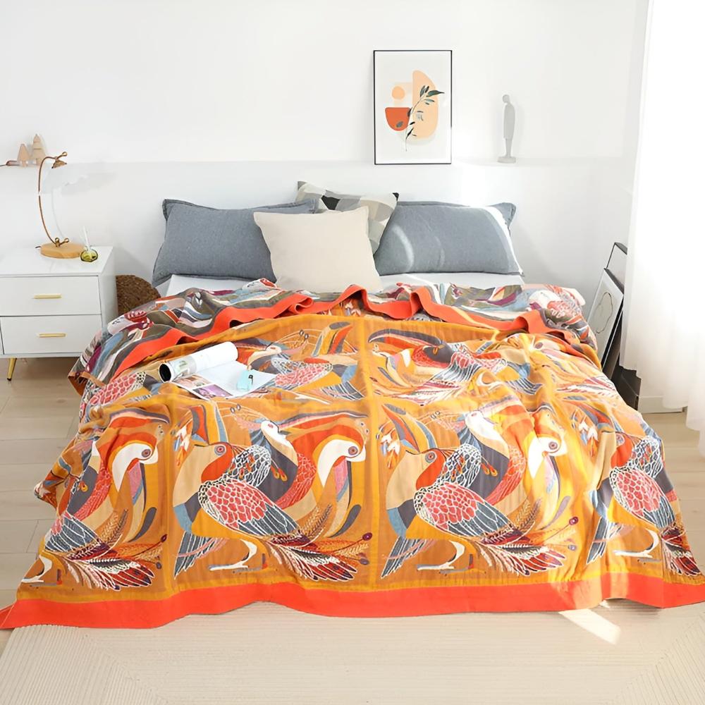 Toucan Bird Cotton Throw Blanket for Home Decor and Cozy Living