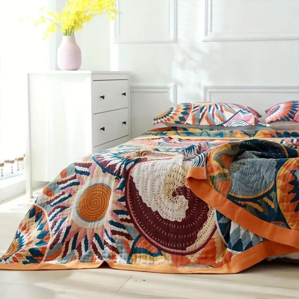 Plaid en coton doux Sunburst pour décoration intérieure chaleureuse