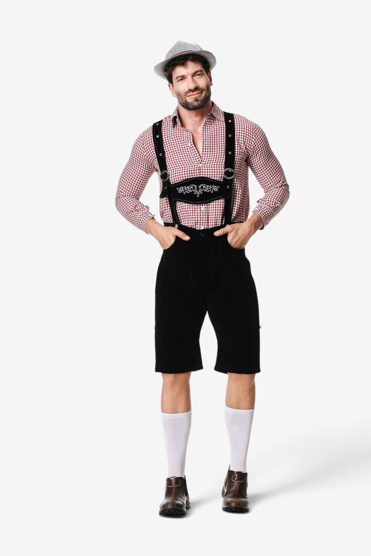 Pantalon traditionnel mi-long pour hommes avec bretelles réglables