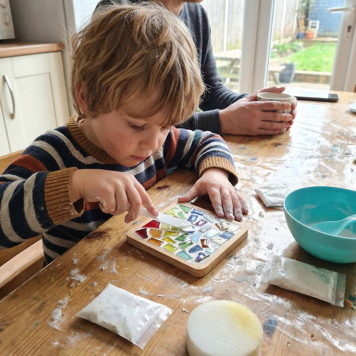 DIY Mosaic Coaster Craft Kit with Glass Tiles