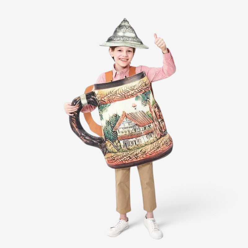 Beer Mug Costume for Men with Detachable Lid
