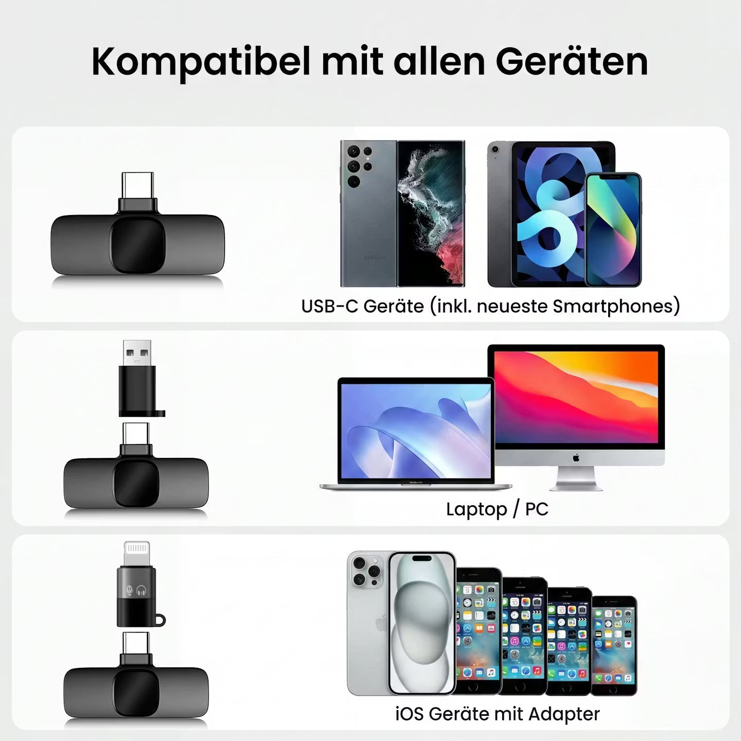 Draadloze clip-on-lavaliermicrofoon - ruisonderdrukkende minimicrofoon voor smartphones en laptops