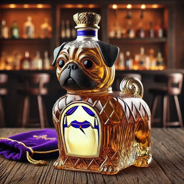 Glass Whiskey Decanter Dog Design