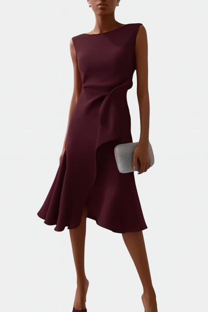 Sheila™ | Draped Asymmetric Midi Gown