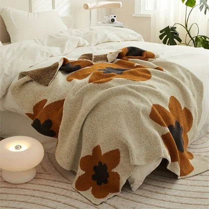 Floral Knit Blanket | Cozy Aurora Bloom Throw for Home Decor