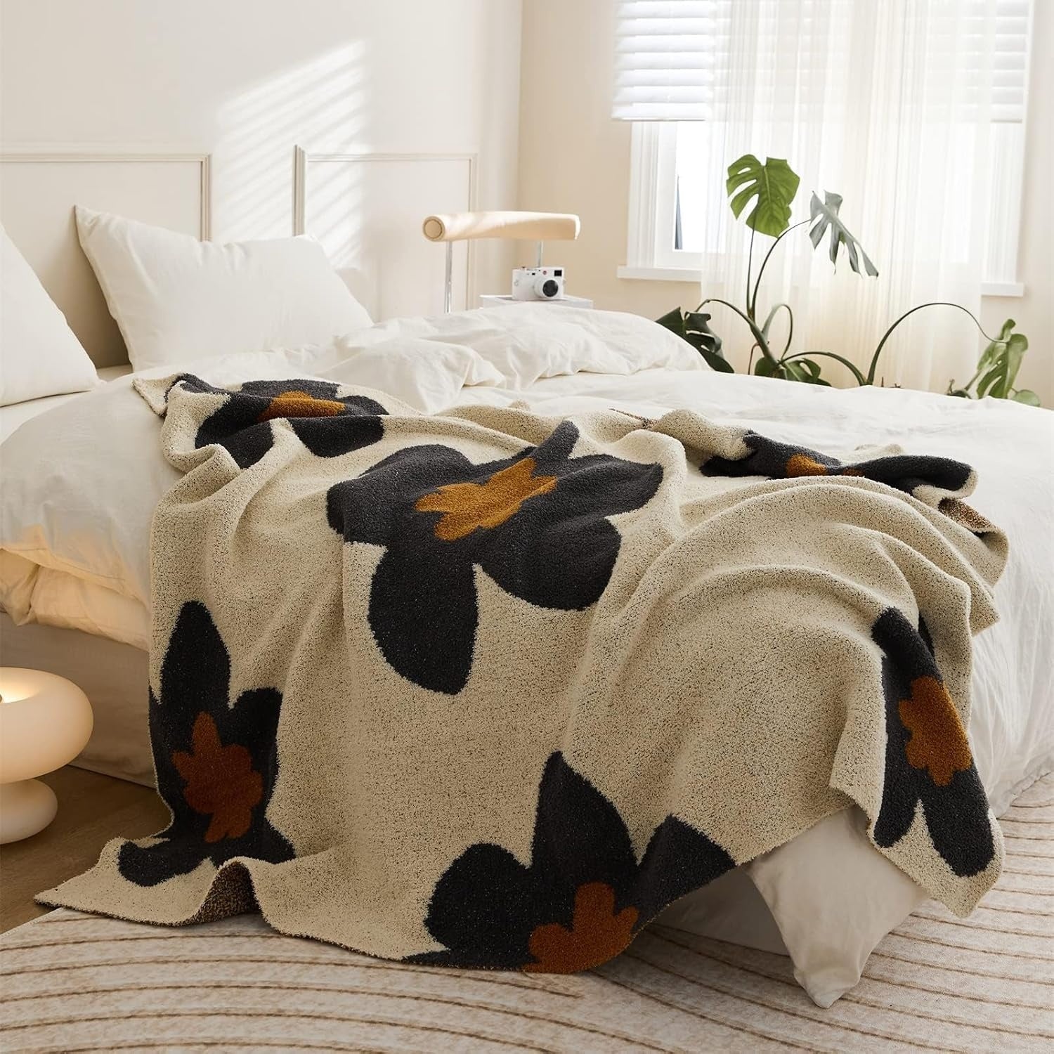 Floral Knit Blanket | Cozy Aurora Bloom Throw for Home Decor