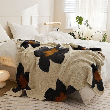 Floral Knit Blanket | Cozy Aurora Bloom Throw for Home Decor