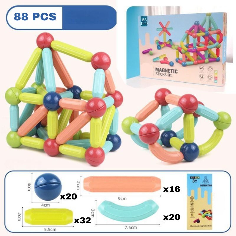 Magnetic Building Blocks for 2D and 3D Play, Ages 3+