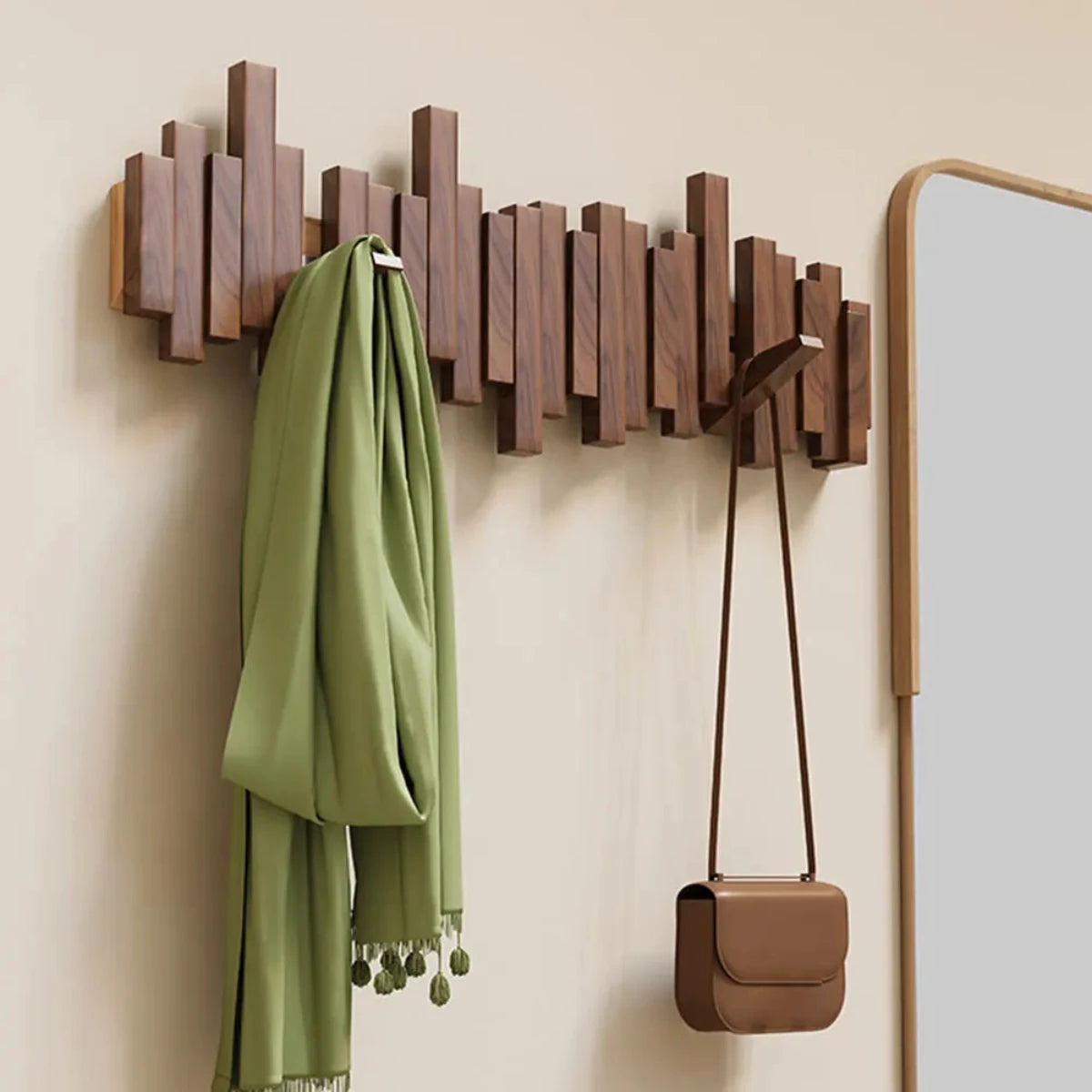 Piano Wood Wall Coat Rack | Refined Nordic Hanging Storage