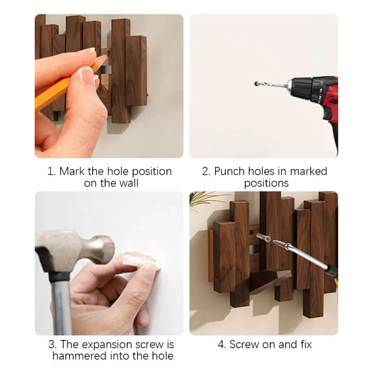 Piano Wood Wall Coat Rack | Refined Nordic Hanging Storage