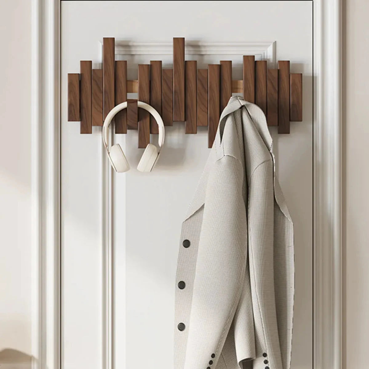 Piano Wood Wall Coat Rack | Refined Nordic Hanging Storage