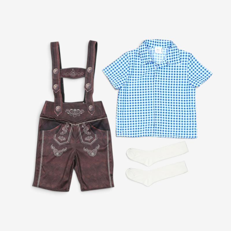 Traditional Lederhosen for Boys in Short Style with Embroidery