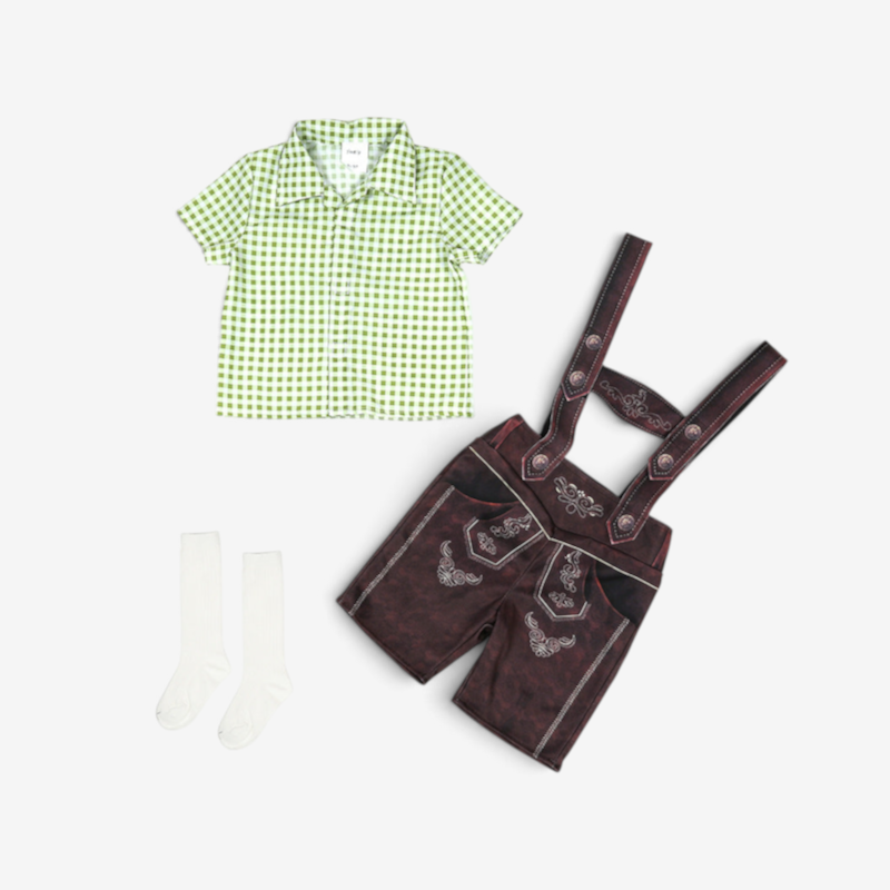 Traditional Lederhosen for Boys in Short Style with Embroidery