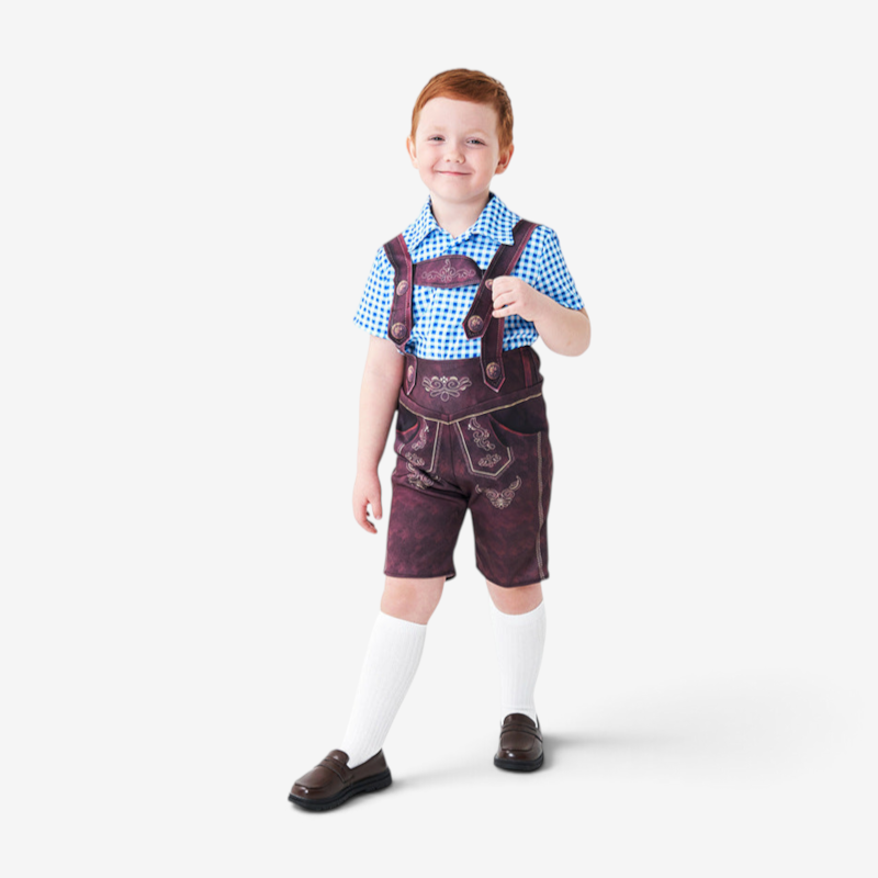 Traditional Lederhosen for Boys in Short Style with Embroidery