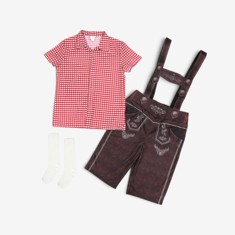 Traditional Lederhosen for Boys in Short Style with Embroidery