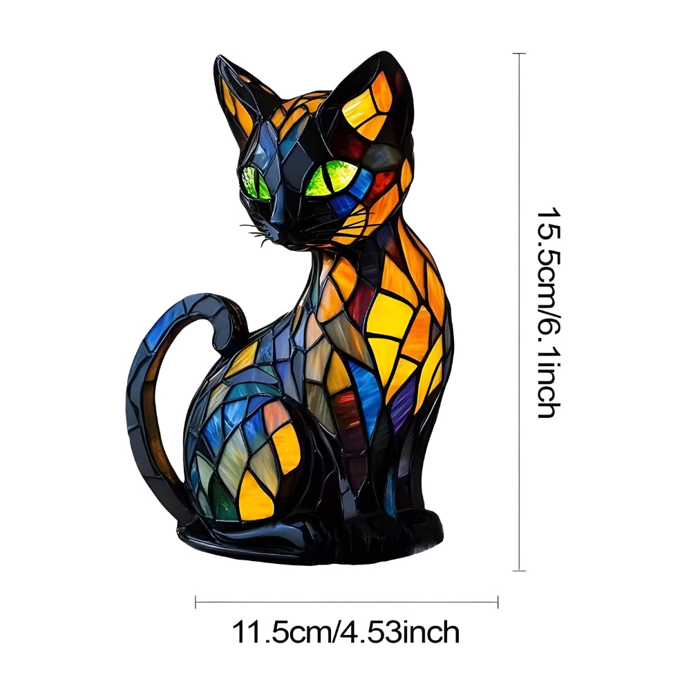 Handcrafted Glass Cat Lamp | Colour-Change Table Light