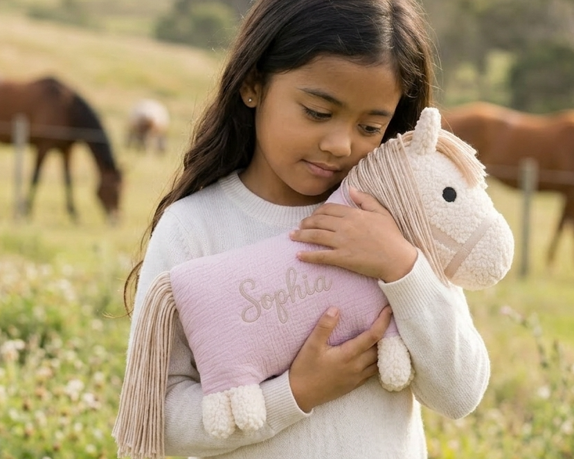 Personalised Horse Soft Toy with Organic Cotton and Merino Wool