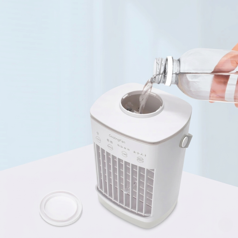 Personal Mini Air Cooler with Dual Mist & Night Light