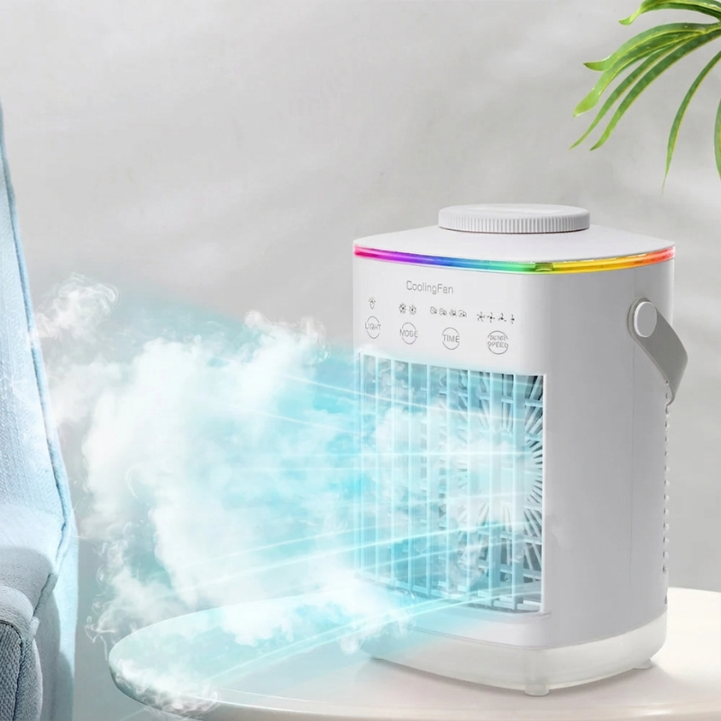 Personal Mini Air Cooler with Dual Mist & Night Light