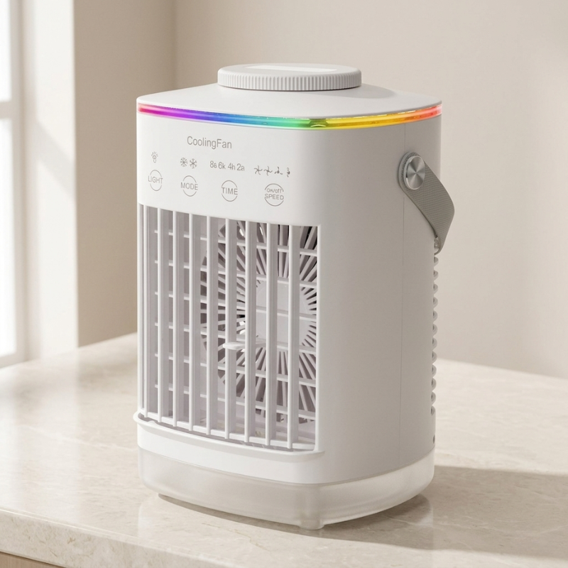 Personal Mini Air Cooler with Dual Mist & Night Light