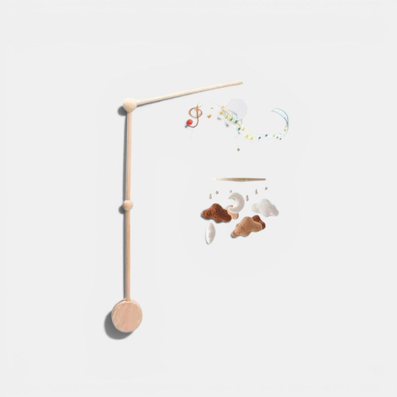 Wooden Musical Baby Mobile with Bear, Clouds and Stars