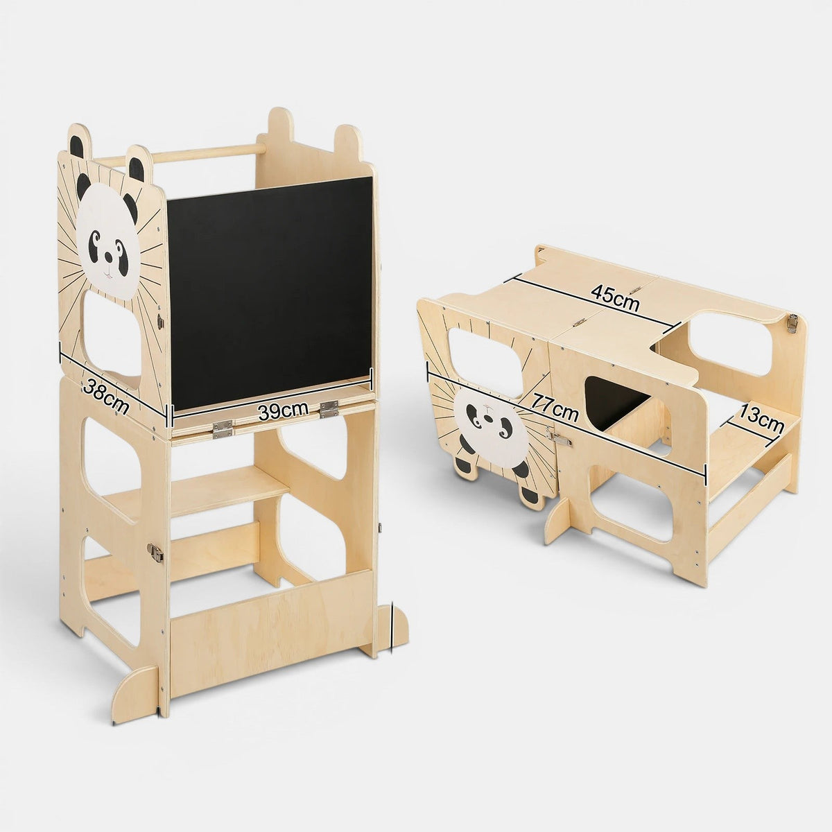 Adjustable Wooden Montessori Learning Tower with Blackboard