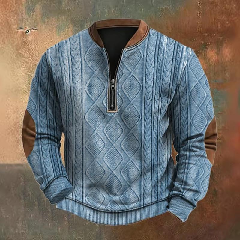 Jimmy Trendy Zipper Cable Knit Sweater