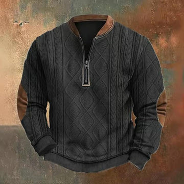 Jimmy Trendy Zipper Cable Knit Sweater
