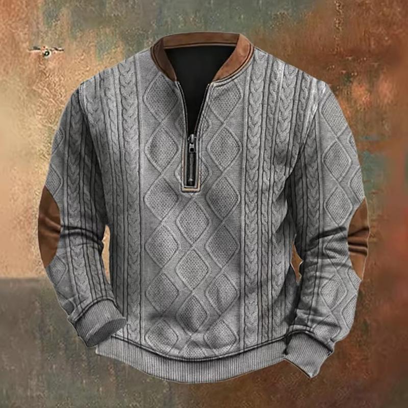 Jimmy Trendy Zipper Cable Knit Sweater