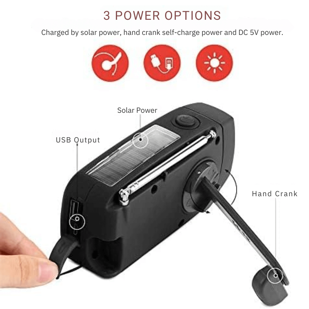 Travel-Friendly Multi-Function Wind-Up Radio