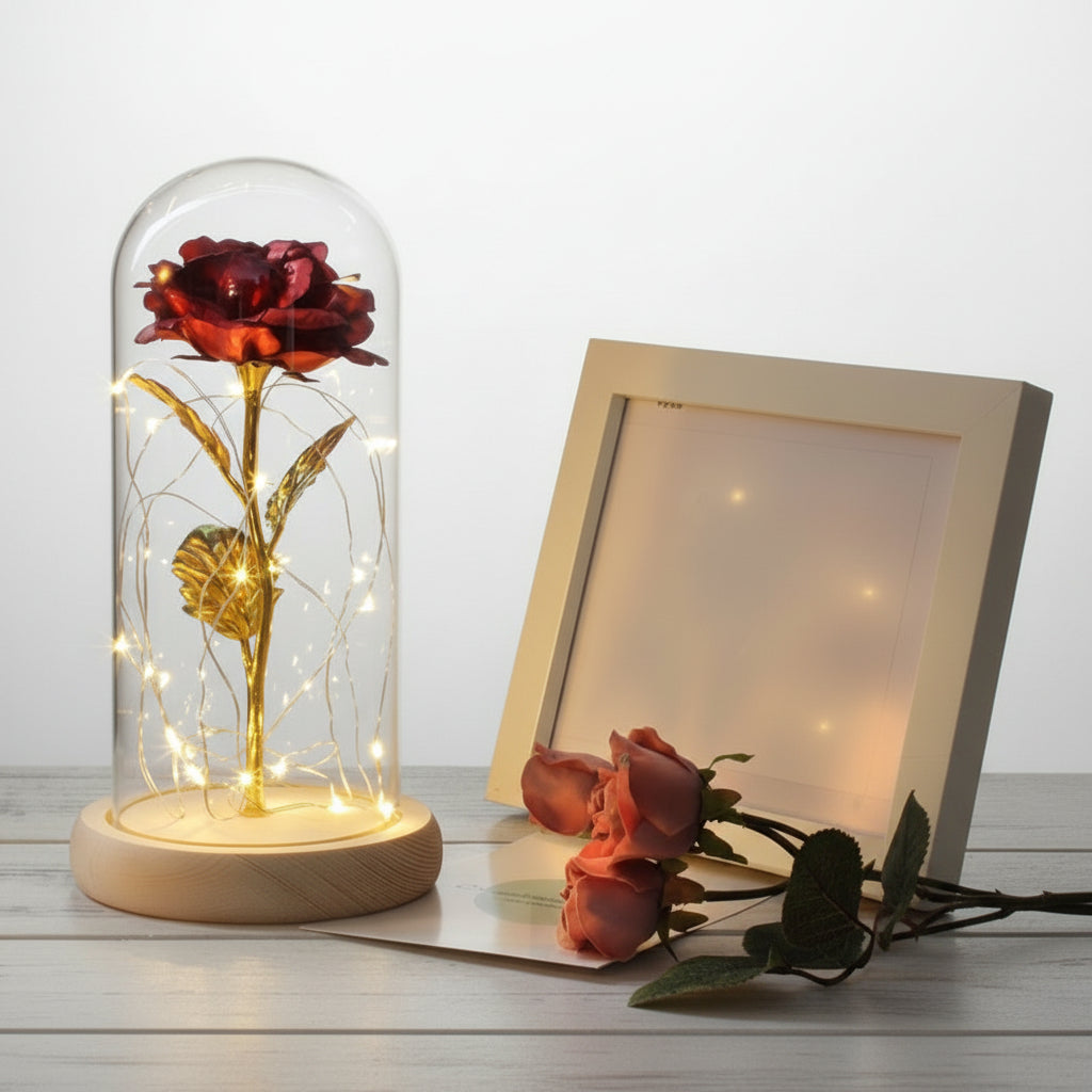 Eternal Rose Enclosed Flower Glass Refined Gift