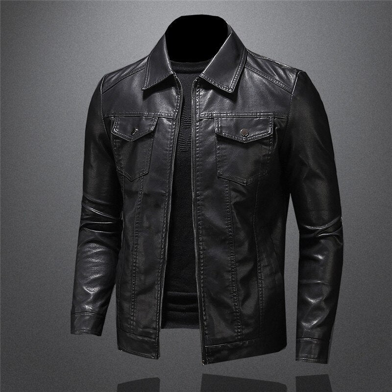 Timeless Men's Rider Outdoor Versatile Sleek Leather Coat